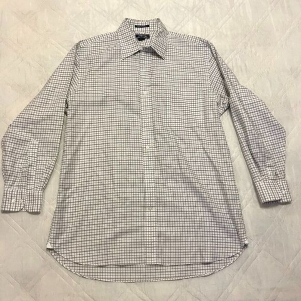 Lands' End 16 - 32 regular plad long sleeve dress shirt